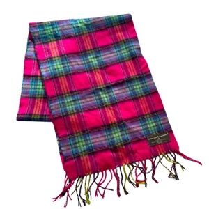 D&Y Vibrant Pink and Blue Plaid Scarf